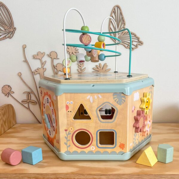 TOOKY TOY Interaktywny Drewniany Sześciokąt Montessori Otwierane Pudełko - 011
