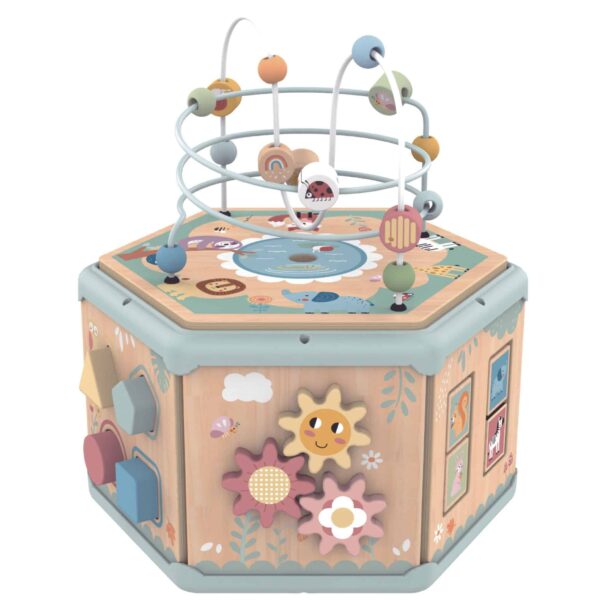 TOOKY TOY Interaktywny Drewniany Sześciokąt Montessori Otwierane Pudełko - 013