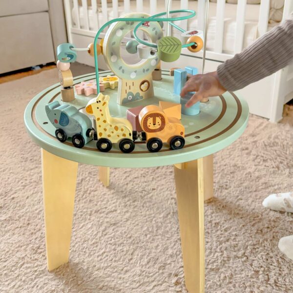 TOOKY TOY Drewniany Stół Aktywności Montessori Pętla Motoryczna - 006