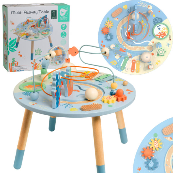 CLASSIC WORLD Drewniany Stolik Aktywności "Morskie Życie" Muzyczno Edukacyjny - 001