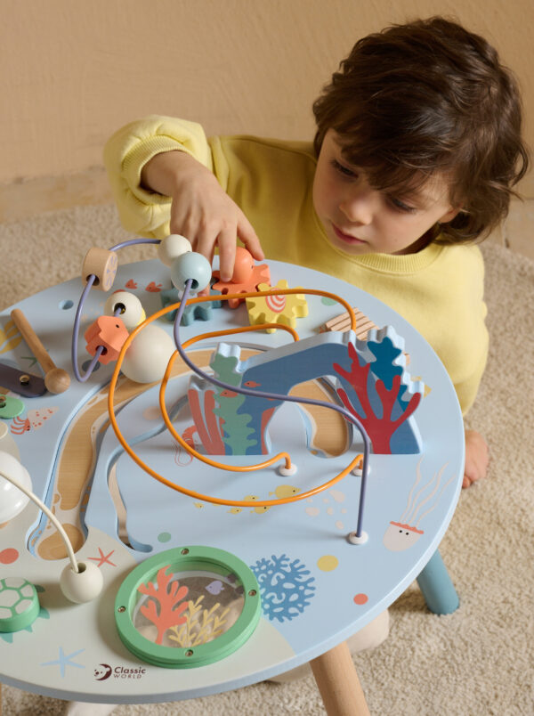 CLASSIC WORLD Drewniany Stolik Aktywności "Morskie Życie" Muzyczno Edukacyjny - 003