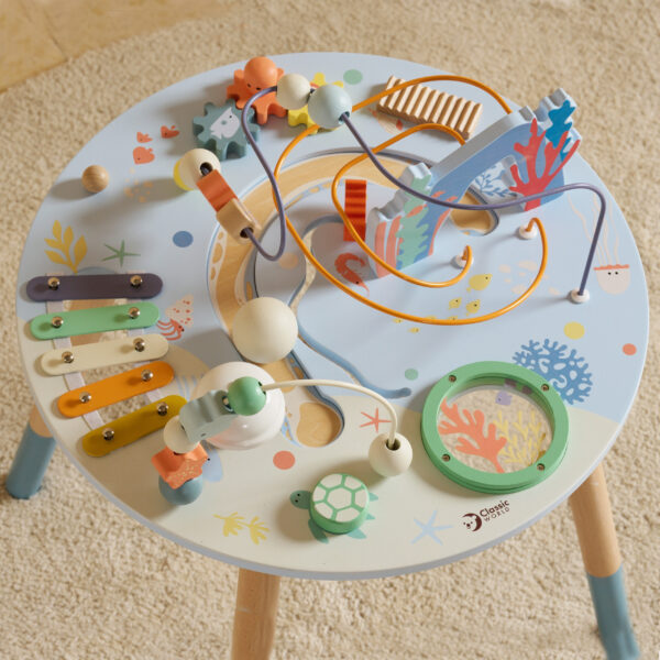 CLASSIC WORLD Drewniany Stolik Aktywności "Morskie Życie" Muzyczno Edukacyjny - 006