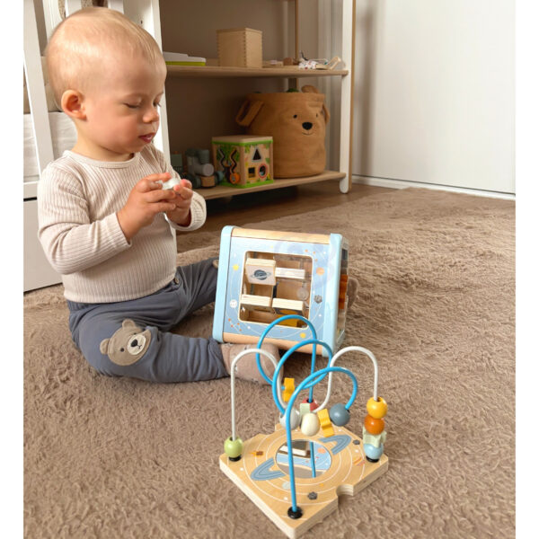 TOOKY TOY Drewniana Kostka Aktywności Kosmos Sorter Labirynt - 002