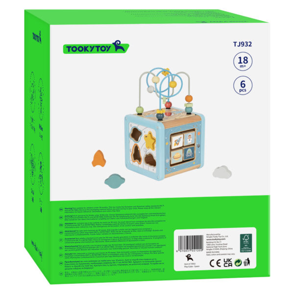 TOOKY TOY Drewniana Kostka Aktywności Kosmos Sorter Labirynt - 012