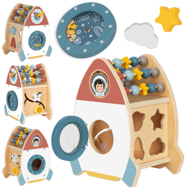 TOOKY TOY Kosmiczna Rakieta Aktywności Sorter Labirynt Drewniany - 001