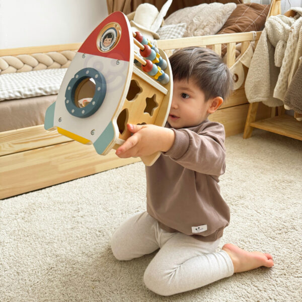 TOOKY TOY Kosmiczna Rakieta Aktywności Sorter Labirynt Drewniany - 002