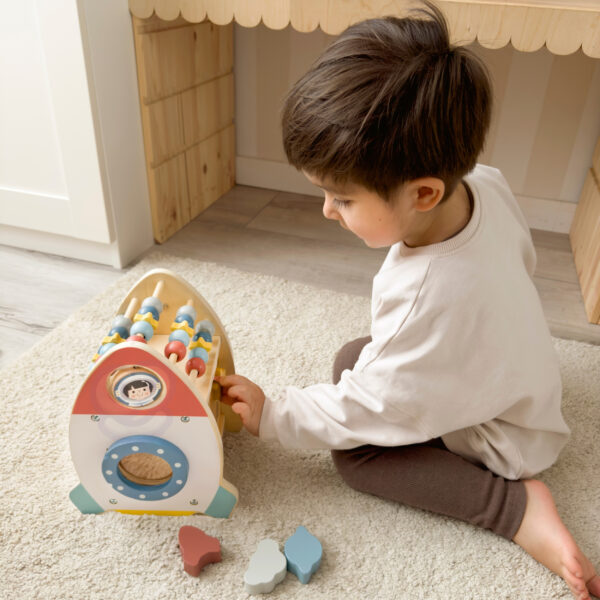 TOOKY TOY Kosmiczna Rakieta Aktywności Sorter Labirynt Drewniany - 003