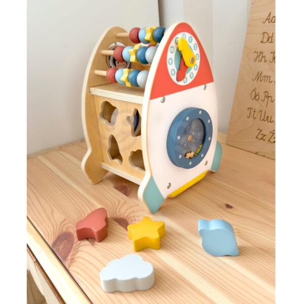 TOOKY TOY Kosmiczna Rakieta Aktywności Sorter Labirynt Drewniany - 005