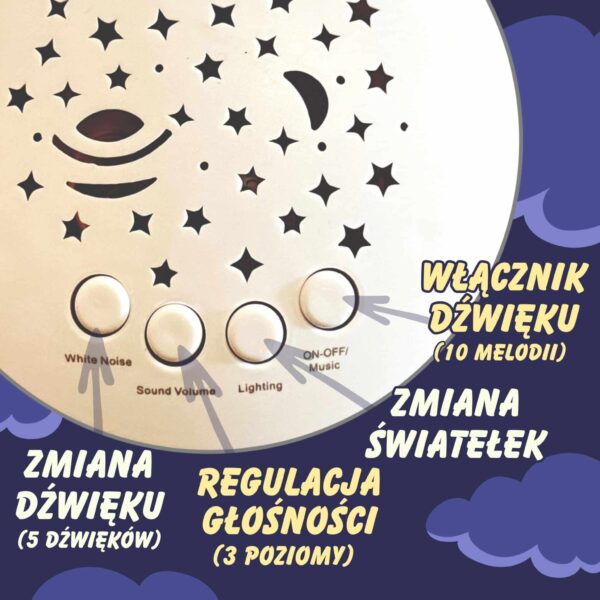 Projektor gwiazd usypiacz sówka z kołysankami 2w1 - Woopie Baby - 012