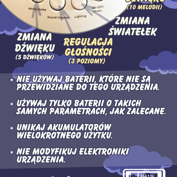 Przytulanka Usypiacz Miś 10 Kołysanek Projektor - WOOPIE - 012