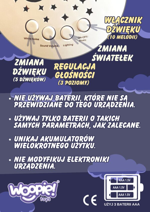 Przytulanka Usypiacz Miś 10 Kołysanek Projektor - WOOPIE - 012