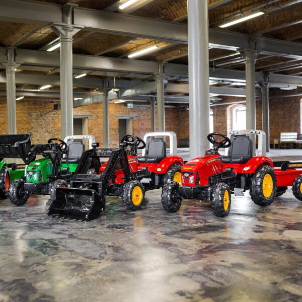 Czerwony traktor na pedały z przyczepą Supercharger - Falk - 004