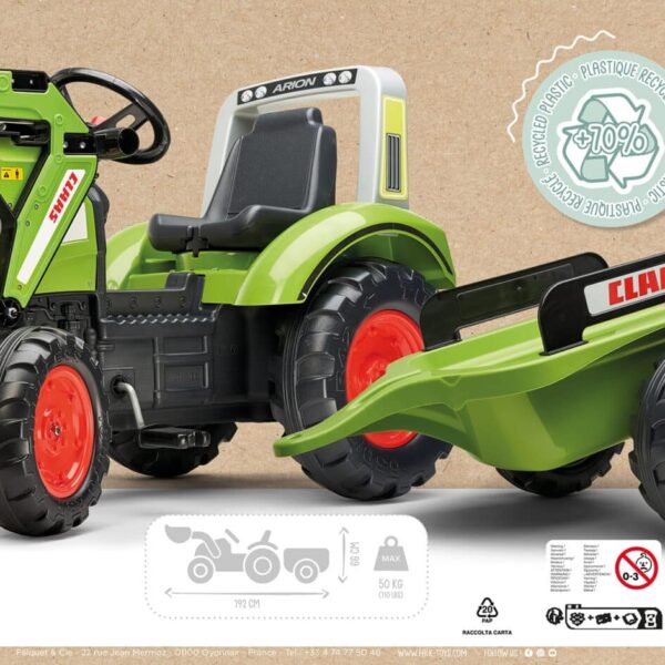 FALK Traktor na Pedały z Łyżką i Przyczepką Zielony CLAAS od 3 Lat - 005