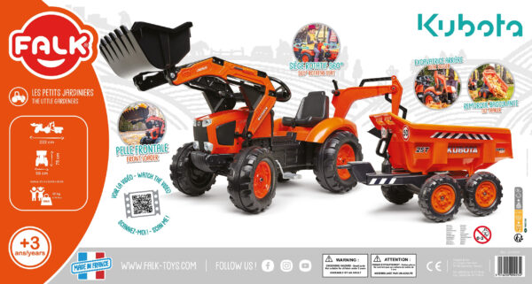 FALK Traktorek Kubota Pomarańczowy z Przyczepką od 3 Lat - 010