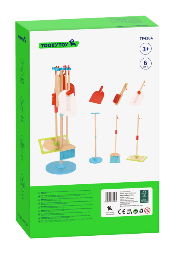 TOOKY TOY Drewniany Zestaw do Sprzątania dla Dzieci 6 el. - 015