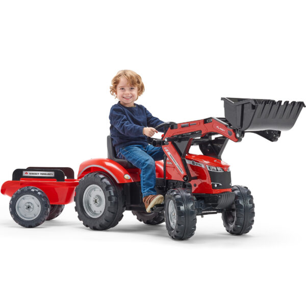 FALK Traktor Massey Ferguson Czerwony na Pedały z Przyczepką od 3 Lat - 008