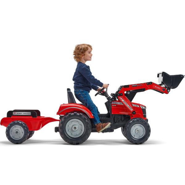 FALK Traktor Massey Ferguson Czerwony na Pedały z Przyczepką od 3 Lat - 010