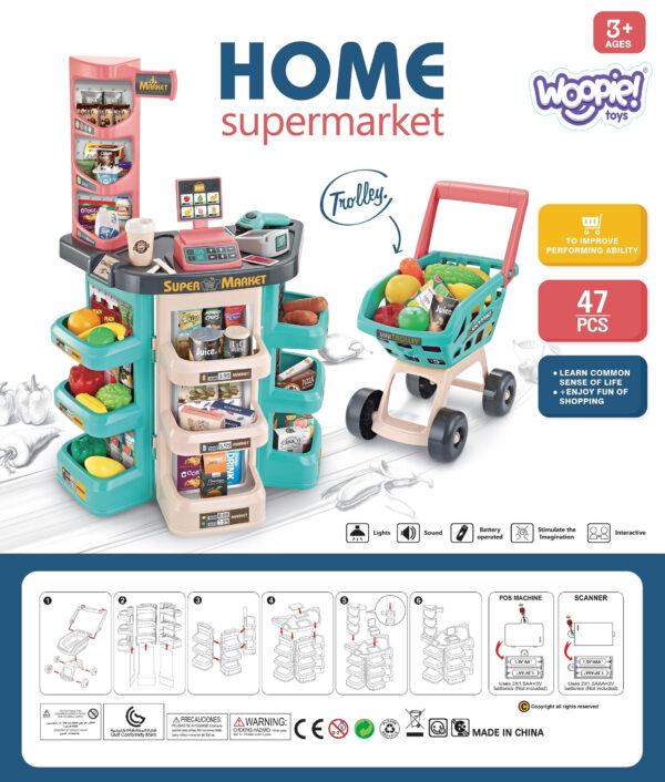 WOOPIE Sklep Supermarket i Wózek Koszyk Sklepowy Kasa Waga Skaner 47 akc - 008