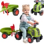 FALK Jeździk Claas 470 Arion Zielony z Przyczepką  + Zestaw do piasku - 001