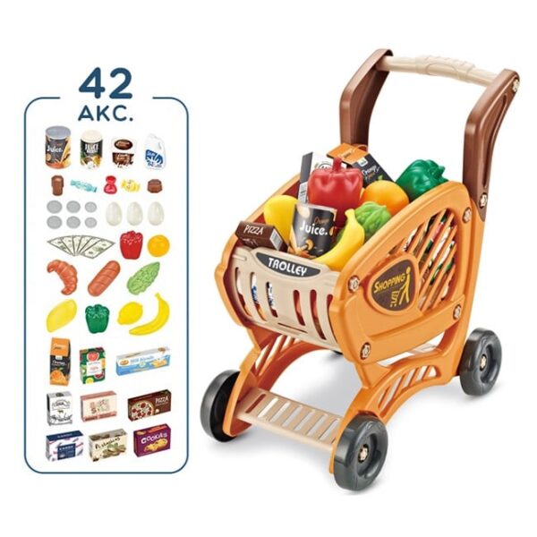 WOOPIE Wózek Sklepowy dla Dzieci Ruchome Elementy + 42 Akc. - 006