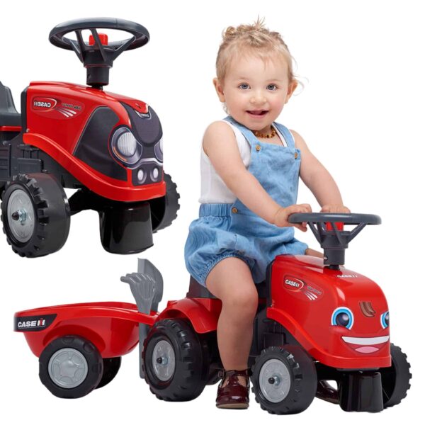 FALK Jeździk Traktorek Baby Case IH Ride-On Czerwony z Przyczepką + akc. od 12 miesięcy - 001