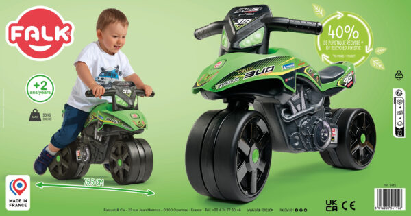 FALK Jeździk Racing Zielony Motorek Szerokie Koła od 1 roku - 007