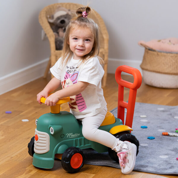 FALK Maurice Traktorek Jeździk Zielony Pchacz Odpychacz Schowek od 1 roku - 004