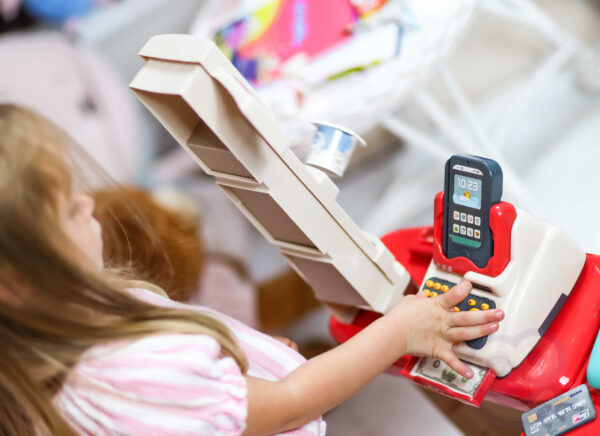 Duży sklep supermarket dla dzieci wózek kasa 48 akc. - Woopie - 015