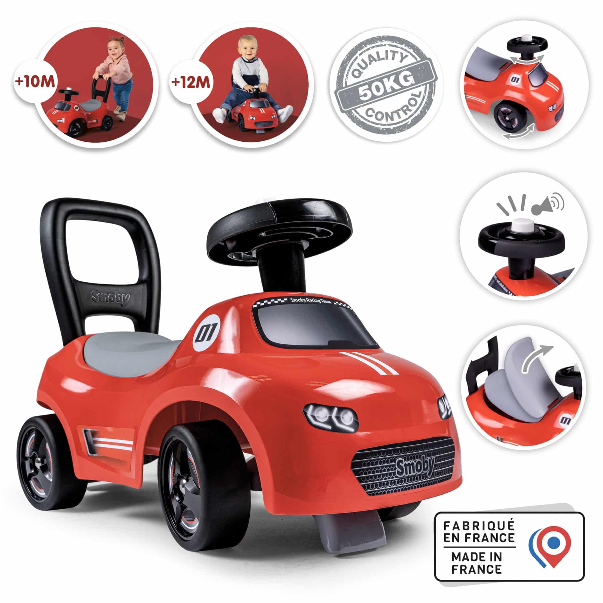 Smoby Czerwony Jeździk z klaksonem Ride-On - 002