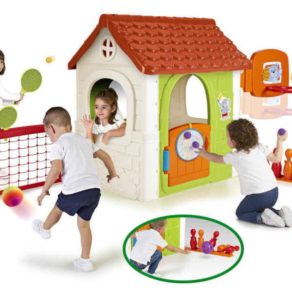 FEBER Dom Aktywności Wielofunkcyjny Domek  6 w 1 z Dołączonymi Grami - 001