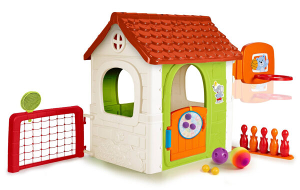 FEBER Dom Aktywności Wielofunkcyjny Domek  6 w 1 z Dołączonymi Grami - 003
