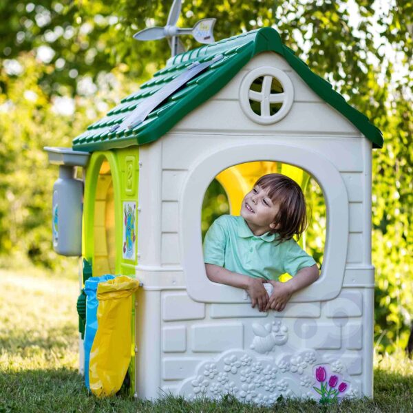 FEBER Domek ogrodowy Eco Karmnik Segregacja Odpadów Imitacja Panelu Słonecznego - 002