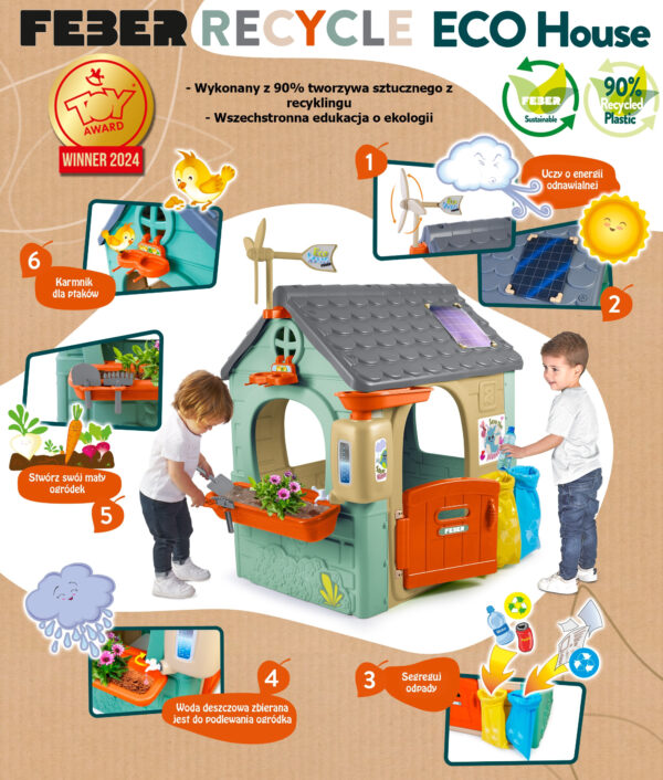 FEBER Domek ogrodowy Recycle Eco Segregacja Odpadów Zielona Energia - 015