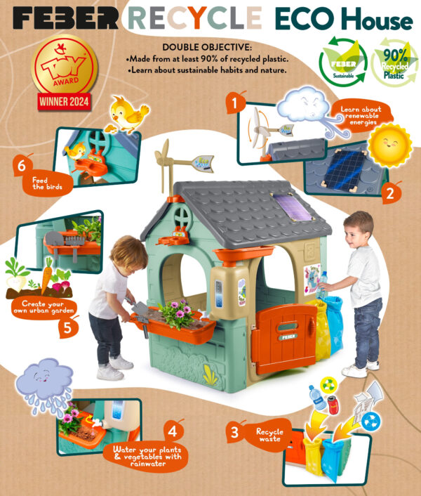 FEBER Domek ogrodowy Recycle Eco Segregacja Odpadów Zielona Energia - 016