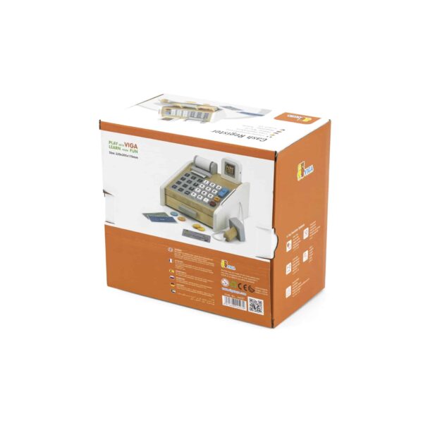 Drewniana kasa sklepowa dla dzieci szaro-biała - Viga Toys - 006