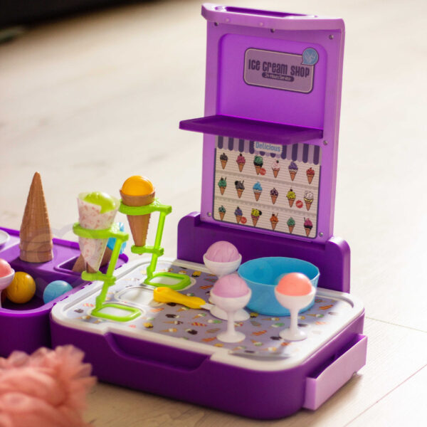 Lodziarnia sklepik kuchnia 3w1 walizka 62 elementy 3+ - WOOPIE - 005