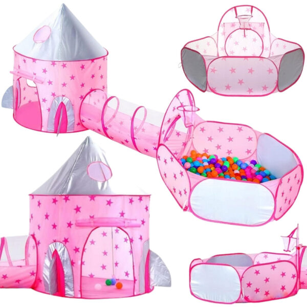 WOOPIE Namiot 3w1 Pałac Księżniczki XXL Domek Tunel Suchy Basen - 001