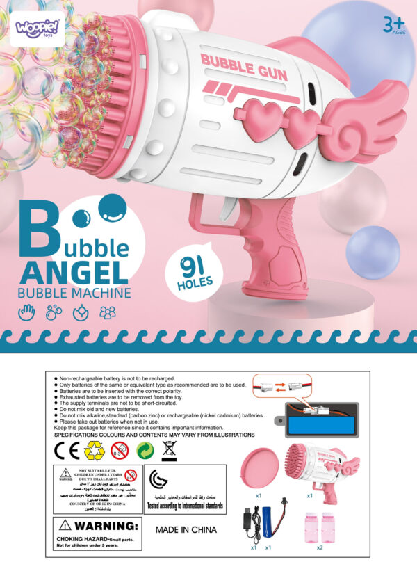 WOOPIE Pistolet do Robienia Baniek Mydlanych 91 Otworów Różowy - 016