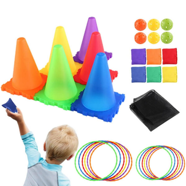 WOOPIE Zestaw Gra Ogrodowa 3w1 Rzut do Celu Pachołki Obręcze Woreczki 30 el. - 009