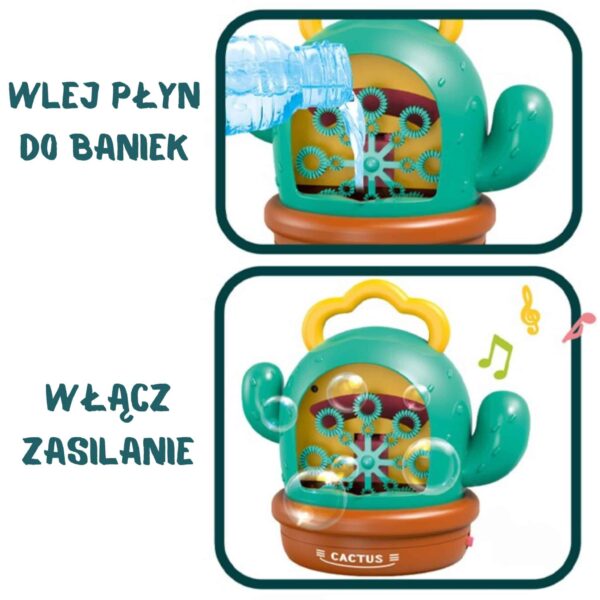 WOOPIE Interaktywny Kaktus Maszyna do Baniek Mydlanych - 012