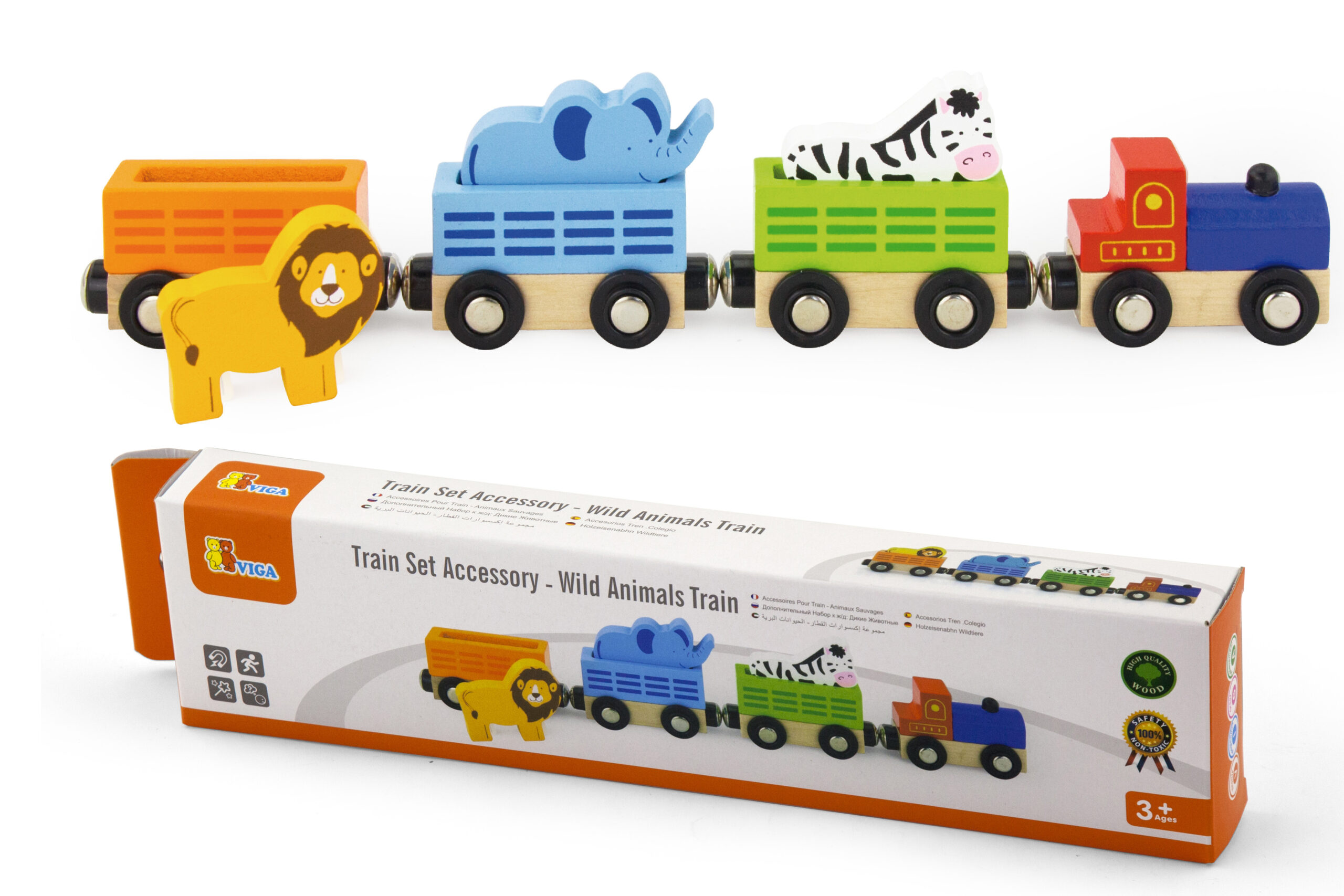 VIGA Zestaw akcesoriów do kolejki - pociąg z dzikimi zwierzętami ZOO 2
