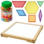 MASTERKIDZ Panel Skrzynia LED Sensoryczna + Klocki Montessori Mozaika 140 el. - 001