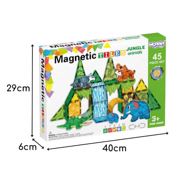 WOOPIE Klocki Magnetyczne Konstrukcyjne 3D Zestaw Edukacyjny Zwierzęta Dżungli 45el. - 006