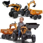 FALK Traktor Case IH Backhoe Pomarańczowy z Przyczepką Ruchoma Łyżka od 3-7 Lat - 001