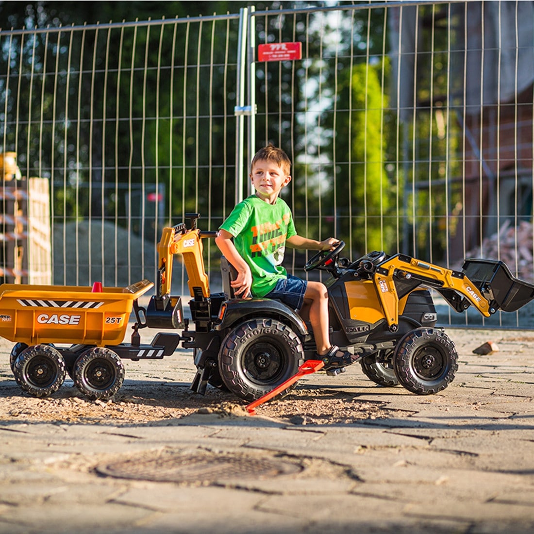 FALK Traktor Case IH Backhoe Pomarańczowy z Przyczepką Ruchoma Łyżka od 3-7 Lat - 002