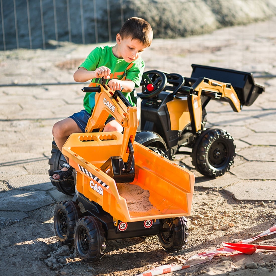 FALK Traktor Case IH Backhoe Pomarańczowy z Przyczepką Ruchoma Łyżka od 3-7 Lat - 003