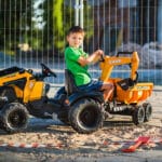 FALK Traktor Case IH Backhoe Pomarańczowy z Przyczepką Ruchoma Łyżka od 3-7 Lat - 005