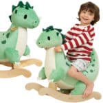 CLASSIC WORLD Miękki Pluszowo-Drewniany Bujak Dinozaur na Biegunach - 001