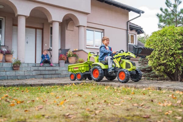 FALK Traktor CLAAS na Pedały z Przyczepą, Łyżką i Spychaczem od 3 Lat - 002