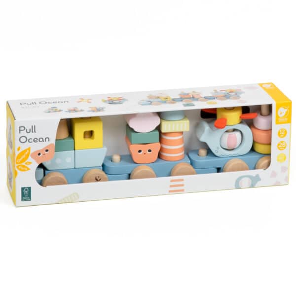CLASSIC WORLD Drewniany Pociąg z Klockami do Ciągnięcia Ocean 28el - 010